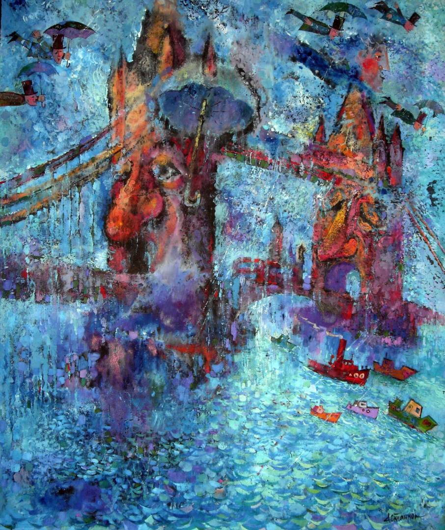 Ливень над Темзой - 1, Александр Астанков, Купить картину Масло