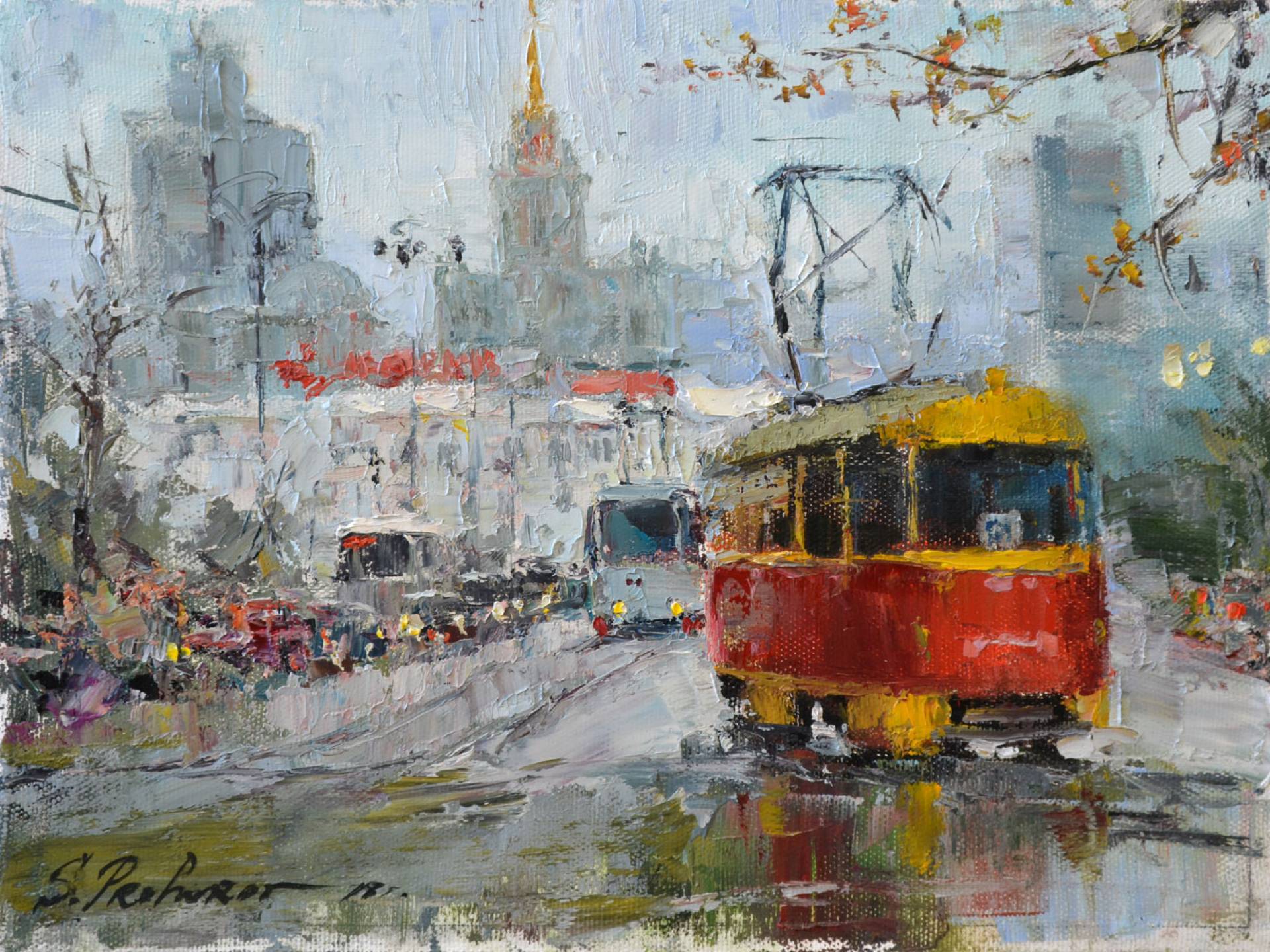 Красный трамвай - 1, Сергей Прохоров , Купить картину Масло