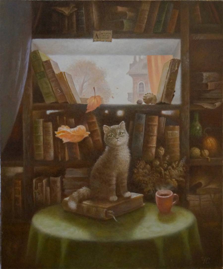Осень в библиотеке - 1, Станислав Чадов , Купить картину Масло