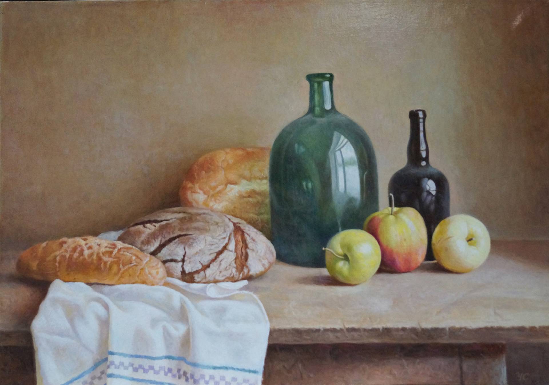 Яблоки и хлеб - 1, Станислав Чадов , Купить картину Масло